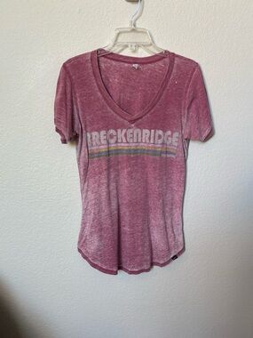 breckenridge Vintage-Style V-Neck Tee in Rose